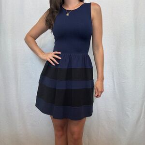 NWT Anthropologie Love...ady Blue and Black Striped Mini Dress